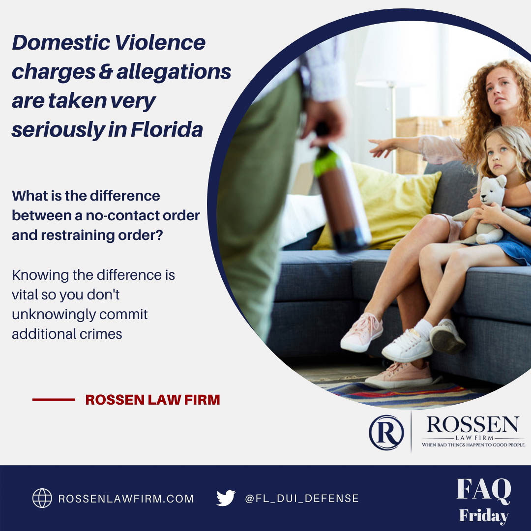 an infographic illustrates domestic violence in South Florida and talks about the difference between no contact orders and restraining orders